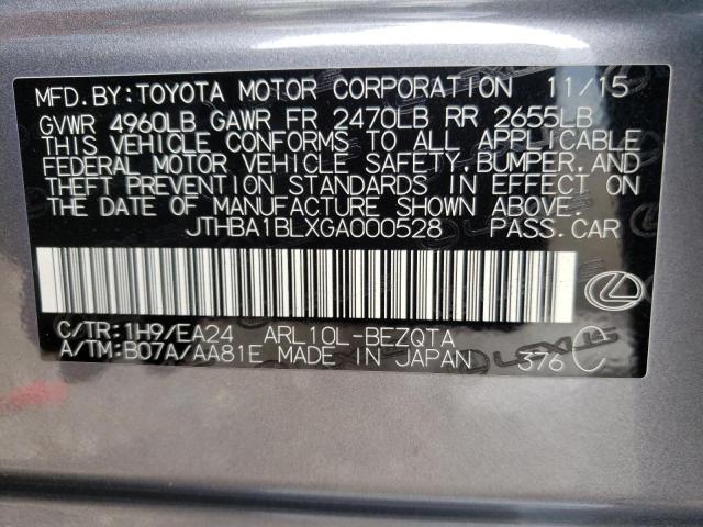 Photo 10 from auction – 2016 LEXUS GS 200T BA with VIN JTHBA1BLXGA000528