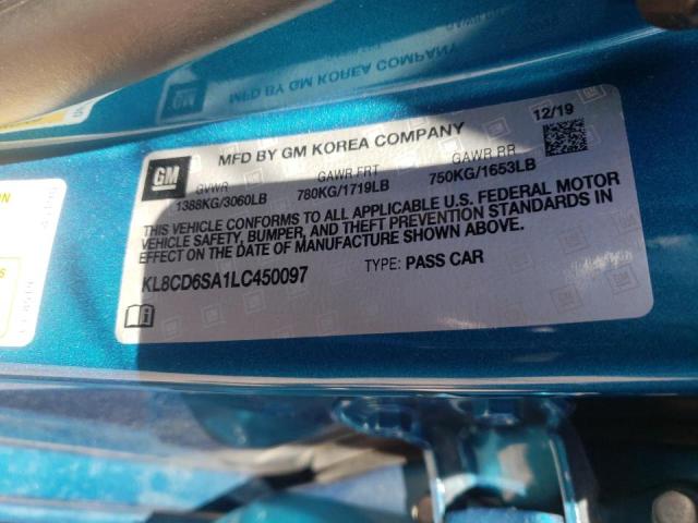 Photo 10 from auction – 2020 CHEVROLET SPARK 1LT with VIN KL8CD6SA1LC450097