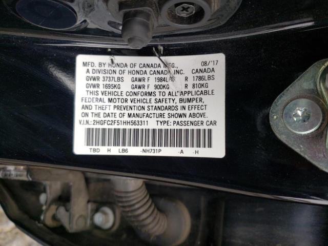 Photo 10 from auction – 2017 HONDA CIVIC LX with VIN 2HGFC2F51HH563311