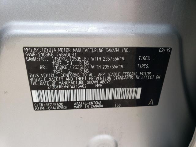 Photo 10 from auction – 2015 TOYOTA RAV4 LIMIT with VIN 2T3DFREV4FW315462