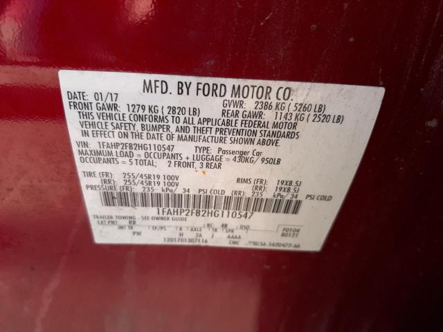Photo 10 from auction – 2017 FORD TAURUS LIM with VIN 1FAHP2F82HG110547