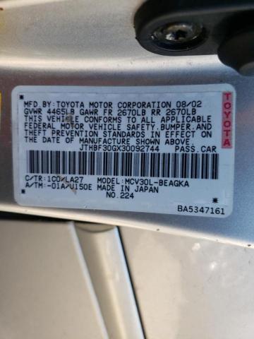 Photo 10 from auction – 2003 LEXUS ES 300 with VIN JTHBF30GX30092744