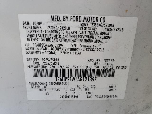 Photo 10 from auction – 2010 FORD TAURUS SEL with VIN 1FAHP2EW1AG121397