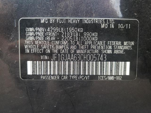 Photo 10 from auction – 2012 SUBARU IMPREZA with VIN JF1GJAA63CH005743