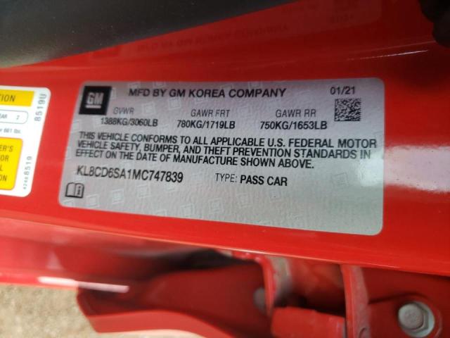 Photo 10 from auction – 2021 CHEVROLET SPARK 1LT with VIN KL8CD6SA1MC747839