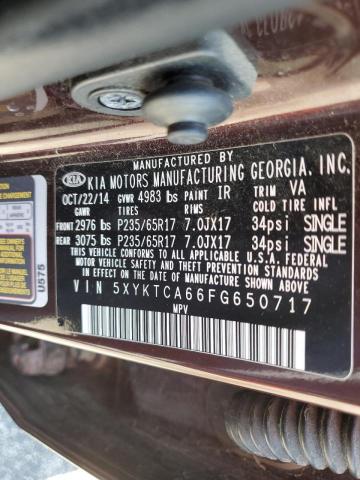 Photo 10 from auction – 2015 KIA SORENTO LX with VIN 5XYKTCA66FG650717
