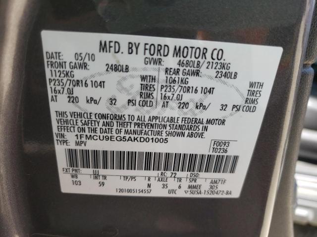 Photo 10 from auction – 2010 FORD ESCAPE LIM with VIN 1FMCU9EG5AKD01005