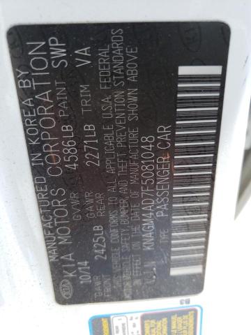 Photo 10 from auction – 2015 KIA OPTIMA HYB with VIN KNAGM4AD7F5081048