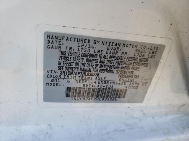 Photo 10 from auction – 2017 NISSAN VERSA S with VIN 3N1CN7AP7HL835226