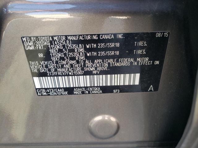 Photo 10 from auction – 2015 TOYOTA RAV4 LIMIT with VIN 2T3YFREV7FW215907