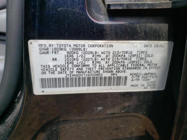 Photo 10 from auction – 2001 TOYOTA RAV4 with VIN JTEHH20V716000803
