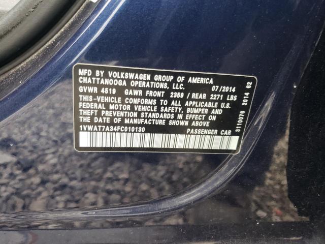 Photo 10 from auction – 2015 VOLKSWAGEN PASSAT S with VIN 1VWAT7A34FC010130