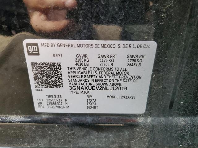 Photo 10 from auction – 2022 CHEVROLET EQUINOX LT with VIN 3GNAXUEV2NL112019