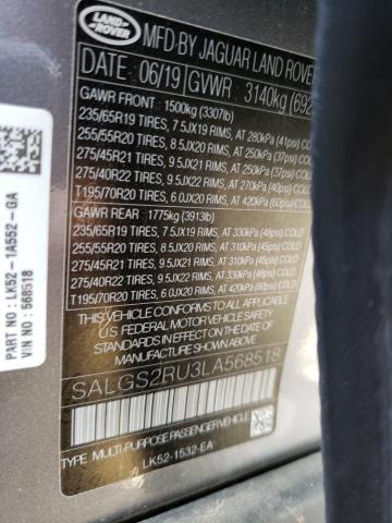 Photo 10 from auction – 2020 LAND ROVER RANGE ROVE with VIN SALGS2RU3LA568518