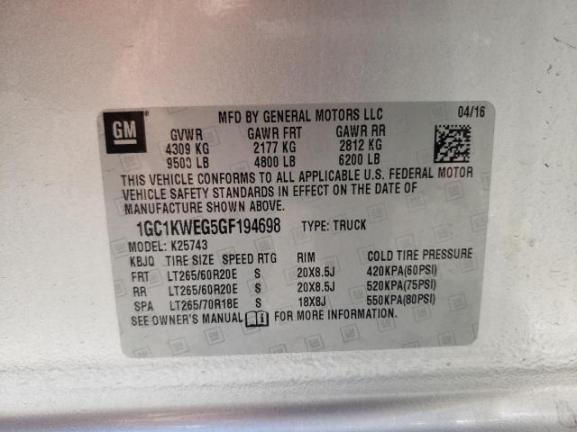 Photo 10 from auction – 2016 CHEVROLET SILVERADO with VIN 1GC1KWEG5GF194698
