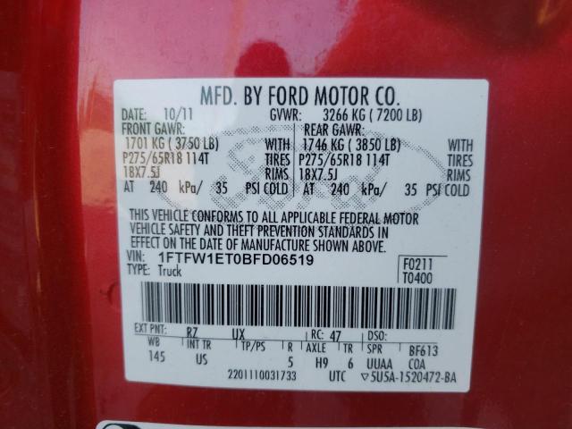 Photo 10 from auction – 2011 FORD F150 SUPER with VIN 1FTFW1ET0BFD06519