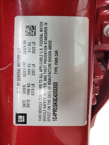 Photo 10 from auction – 2012 BUICK VERANO CON with VIN 1G4PR5SK0C4203303