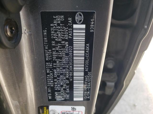 Photo 10 from auction – 2005 TOYOTA CAMARY with VIN 4T1BE30K95U506922