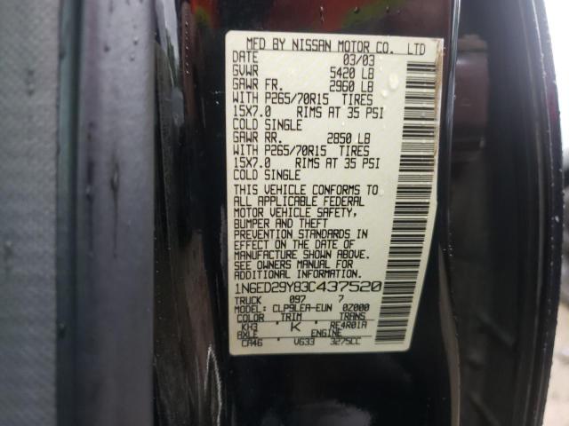 Photo 10 from auction – 2003 NISSAN FRONTIER C with VIN 1N6ED29Y83C437520