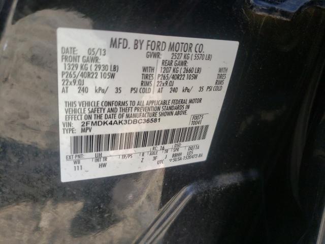 Photo 10 from auction – 2013 FORD EDGE SPORT with VIN 2FMDK4AK3DBC36581