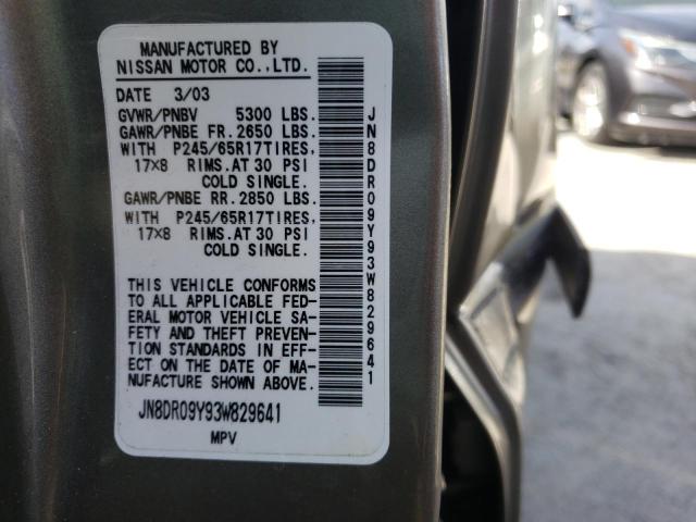 Photo 10 from auction – 2003 NISSAN PATHFINDER with VIN JN8DR09Y93W829641