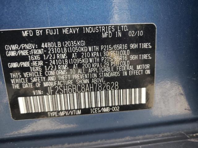 Photo 10 from auction – 2010 SUBARU FORESTER X with VIN JF2SH6BC8AH782628