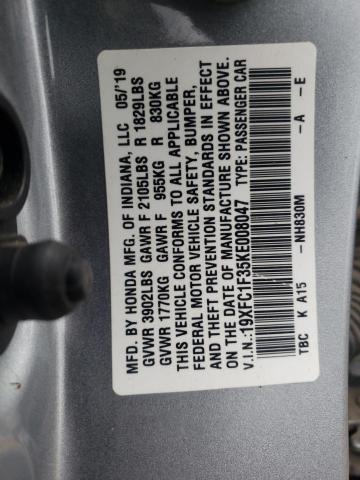 Photo 10 from auction – 2019 HONDA CIVIC EX with VIN 19XFC1F35KE008047