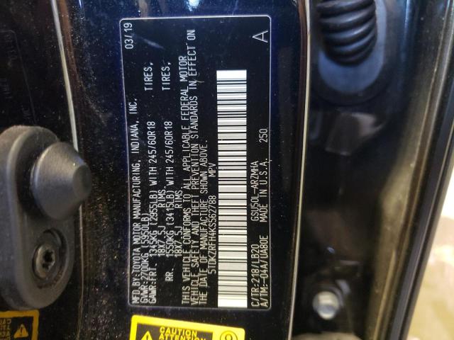 Photo 10 from auction – 2019 TOYOTA HIGHLANDER with VIN 5TDKZRFH4KS562788