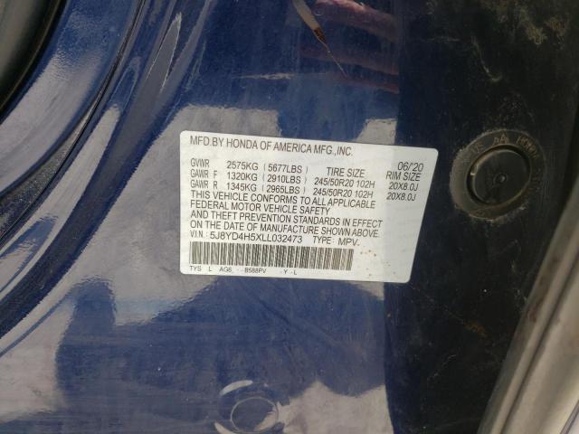Photo 10 from auction – 2020 ACURA MDX TECHNO with VIN 5J8YD4H5XLL032473