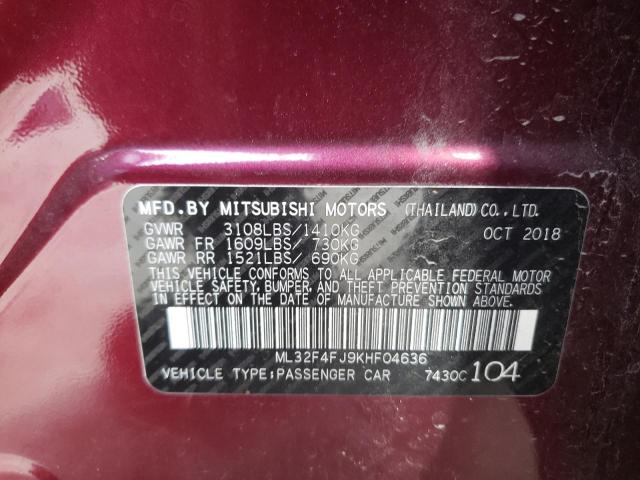 Photo 10 from auction – 2019 MITSUBISHI MIRAGE G4 with VIN ML32F4FJ9KHF04636