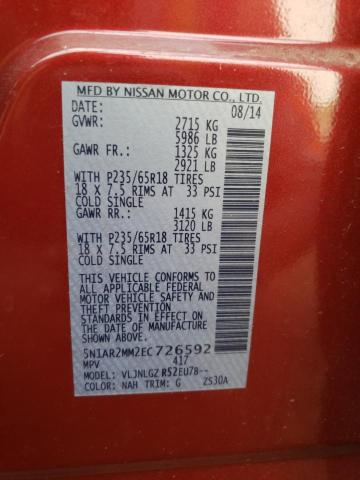 Photo 10 from auction – 2014 NISSAN PATHFINDER with VIN 5N1AR2MM2EC726592