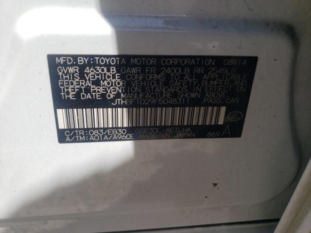 Photo 10 from auction – 2015 LEXUS IS 250 with VIN JTHBF1D29F5048311