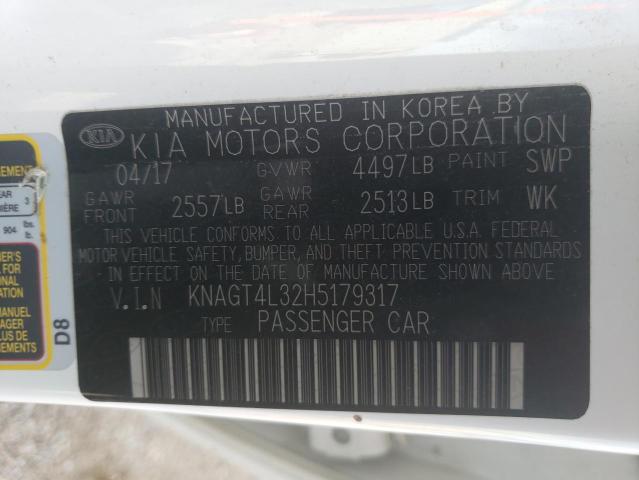 Photo 10 from auction – 2017 KIA OPTIMA LX with VIN KNAGT4L32H5179317