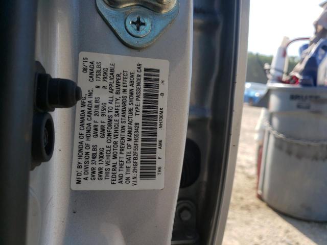 Photo 10 from auction – 2015 HONDA CIVIC LX with VIN 2HGFB2F55FH553428