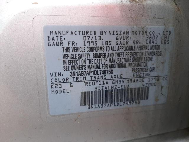 Photo 10 from auction – 2013 NISSAN SENTRA S with VIN 3N1AB7AP1DL749758
