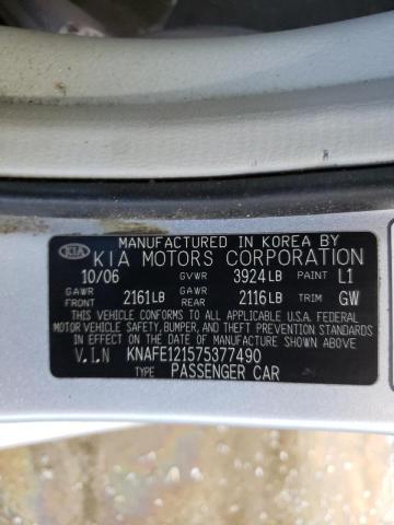 Photo 10 from auction – 2007 KIA SPECTRA EX with VIN KNAFE121575377490