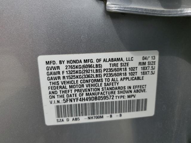 Photo 10 from auction – 2013 HONDA PILOT EX with VIN 5FNYF4H49DB059572