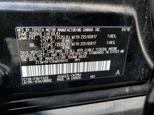 Photo 10 from auction – 2019 TOYOTA RAV4 XLE with VIN 2T3W1RFV2KW009649