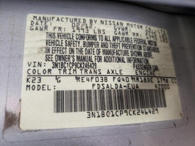 Zdjęcie 10 z aukcji – 2012 NISSAN VERSA S z VIN 3N1BC1CP9CK246429