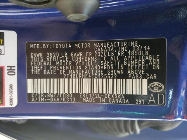 Photo 10 from auction – 2014 TOYOTA COROLLA L with VIN 2T1BURHE4EC125632
