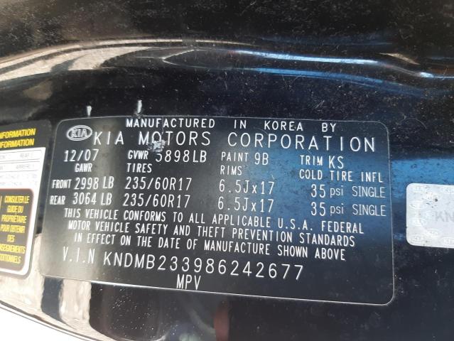 Photo 10 from auction – 2008 KIA SEDONA EX with VIN KNDMB233986242677