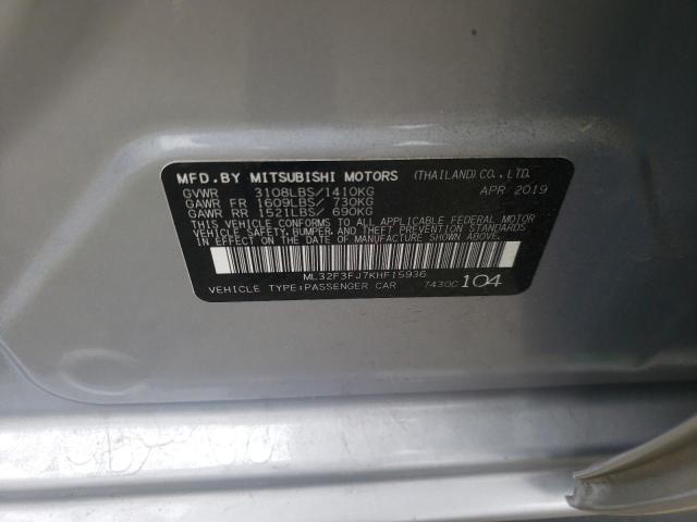Photo 10 from auction – 2019 MITSUBISHI MIRAGE G4 with VIN ML32F3FJ7KHF15936