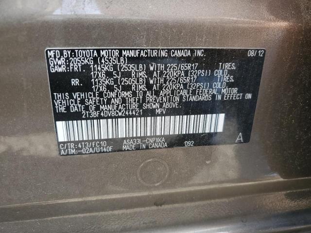 Photo 10 from auction – 2012 TOYOTA RAV4 with VIN 2T3BF4DV8CW244421