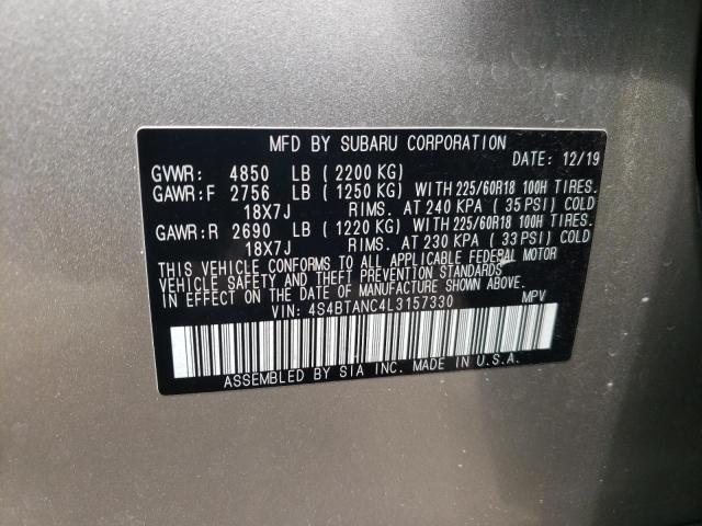 Photo 10 from auction – 2020 SUBARU OUTBACK LI with VIN 4S4BTANC4L3157330