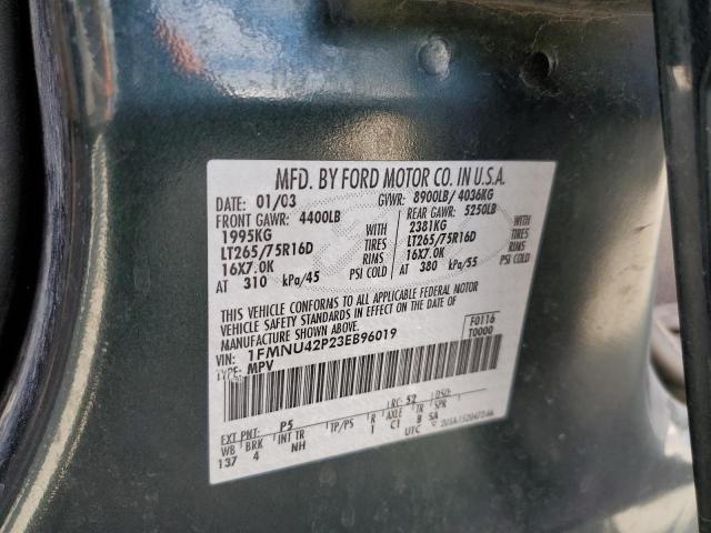 Photo 10 from auction – 2003 FORD EXCURSION with VIN 1FMNU42P23EB96019