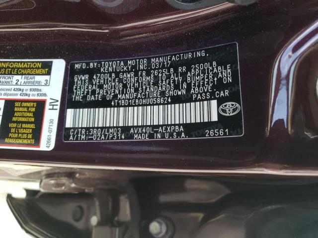 Photo 10 from auction – 2017 TOYOTA AVALON HYB with VIN 4T1BD1EB0HU058624