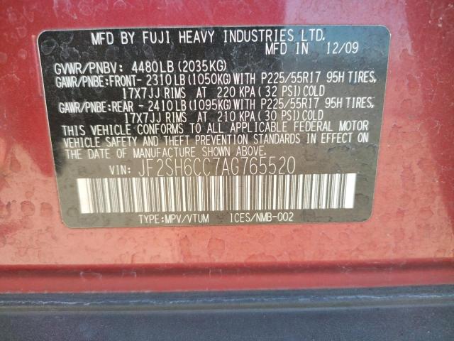 Photo 10 from auction – 2010 SUBARU FORESTER 2 with VIN JF2SH6CC7AG765520