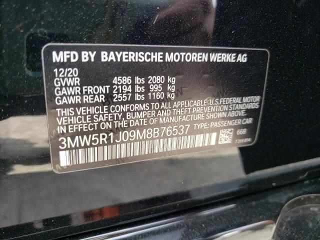 Photo 10 from auction – 2021 BMW 330I with VIN 3MW5R1J09M8B76537