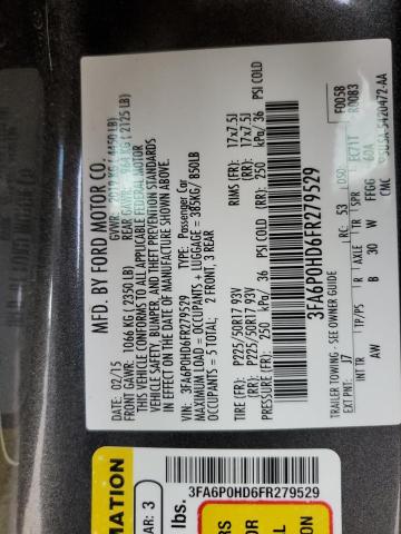 Photo 10 from auction – 2015 FORD FUSION SE with VIN 3FA6P0HD6FR279529