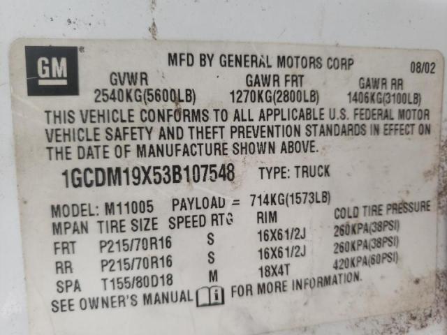 Photo 10 from auction – 2003 CHEVROLET ASTRO with VIN 1GCDM19X53B107548